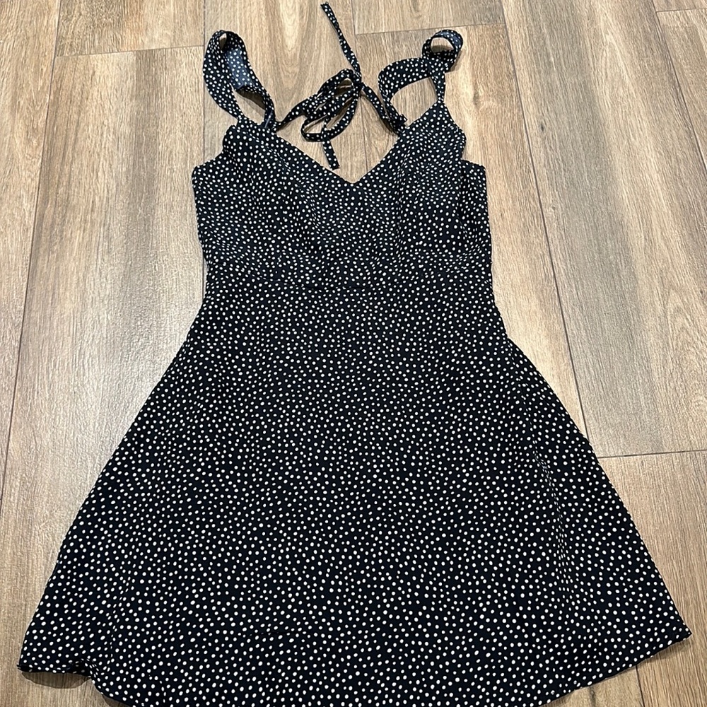 Navy Blue and white polka dot dress